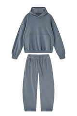 Women's 100% Cotton Fall Washed Hoodie & Curved Sweatpant Set