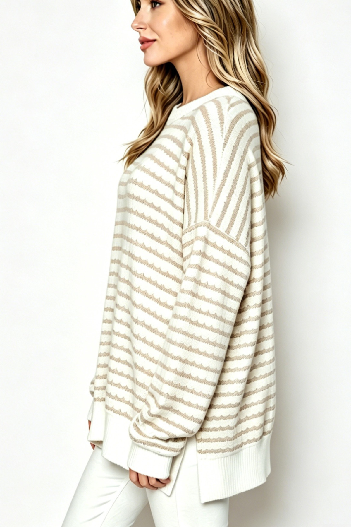 Women's Loungewear Winter Wavy Stripe Oversized Sweatshirt