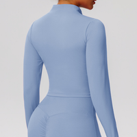 Women's Mock Neck Zipper Cropped Finger Cuffs Sports Jacket