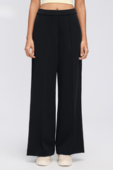 Women's Fall Center Pleat Hidden Card Pocket Wide Leg Pants