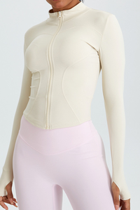 Women's Athletic Stand Collar Full Zipper Slim Jacket