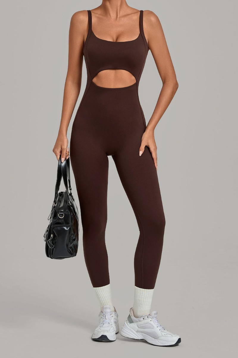 Women’s Cutout Adjustable Strap Form-Fitting Yoga Jumpsuit
