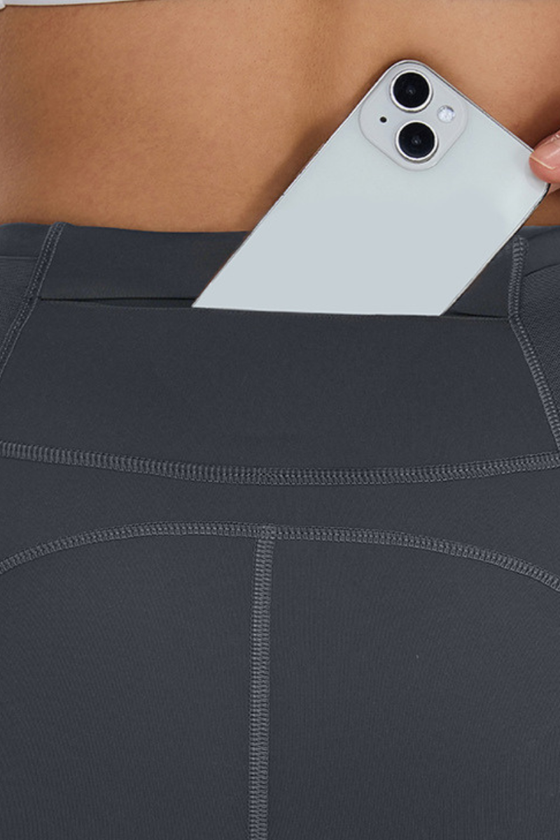 Women's Wide Waist Side Pocket 9/10 Length Leggings