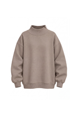 Women's Fall Solid Side-Slit Neckline Mock Neck Sweatshirt
