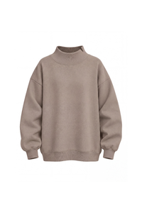 Women's Fall Solid Side-Slit Neckline Mock Neck Sweatshirt
