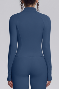Women's Stand Collar Full Zip Slim Fit Workout Yoga Jacket