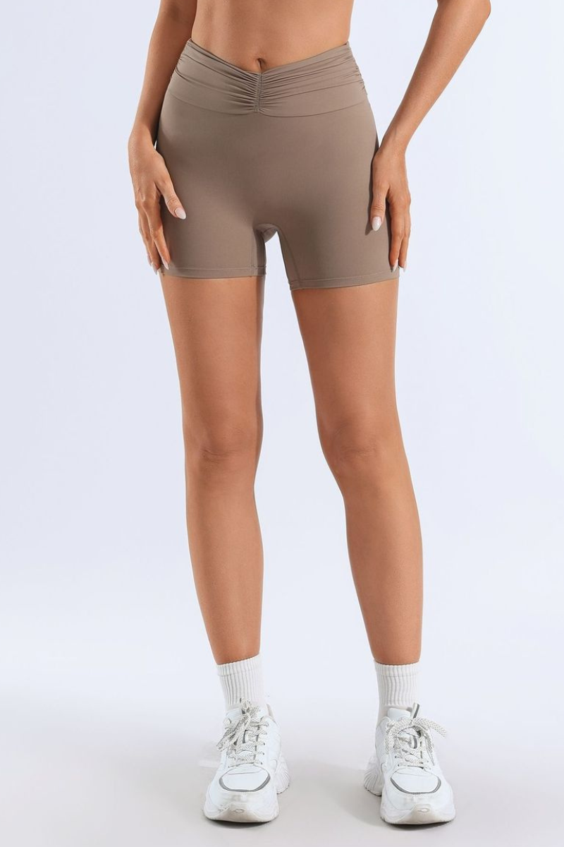 Women's V Waist Ruched Butt Lifting Athletic Yoga Shorts