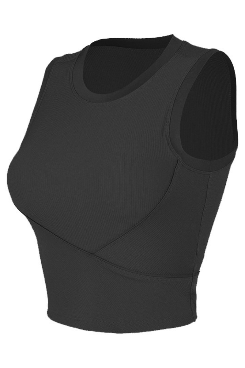 Women's Summer High-Elastic Padded Ribbed Sports Tank Top