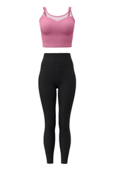 Women's Athletic Sets:Mesh Panel Bra And High Waist Leggings