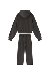 Unisex Fall Set: Cropped Zip Up Hooded Jacket And Sweatpants