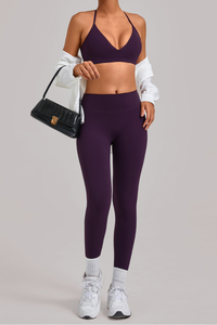 Women's Set:Triangle Cup Thin Straps Bra And High-Waist Leggings
