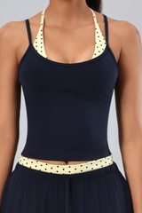 Women's Polka Dot Halter U Neck Tank Top and Shorts Set