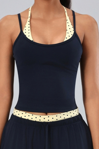 Women's Polka Dot Halter U Neck Tank Top and Shorts Set