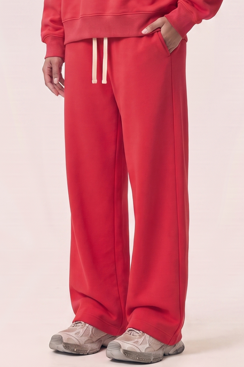 Unisex Fall Drawstring Side Pocket Wide Leg Sweatpants