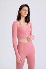 Women's long-sleeved bra T-shirt fake two-piece