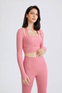 Women's long-sleeved bra T-shirt fake two-piece