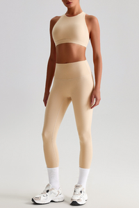 Women's Brushed Mock Neck Bra & Yoga Leggings 2-Piece Set