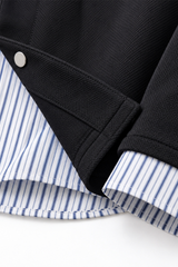 Men's Preppy Faux Layered Striped Trim Collared Jacket