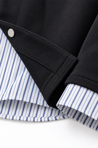 Men's Preppy Faux Layered Striped Trim Collared Jacket