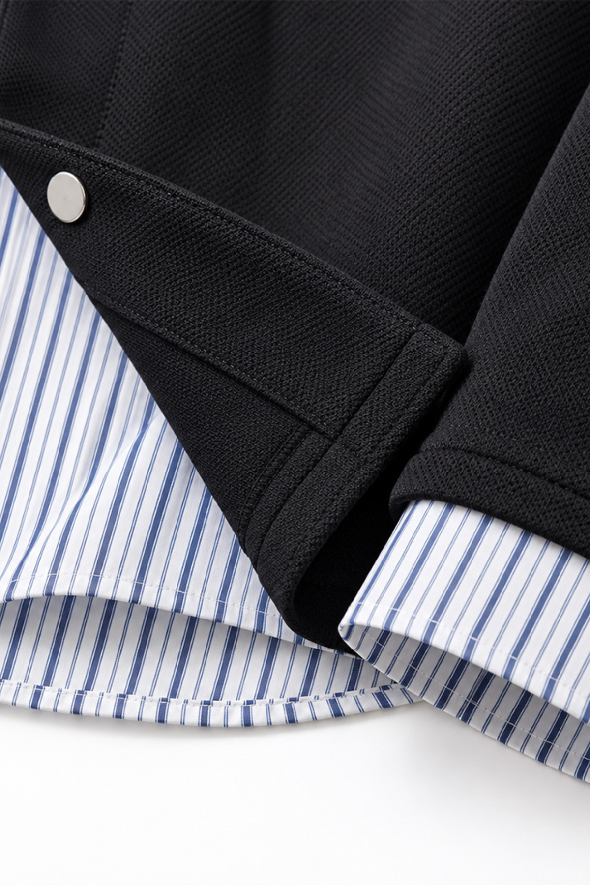 Men's Preppy Faux Layered Striped Trim Collared Jacket