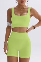 Women's Sport Set:U-Neck Wide Strap Bra And High Waist Short