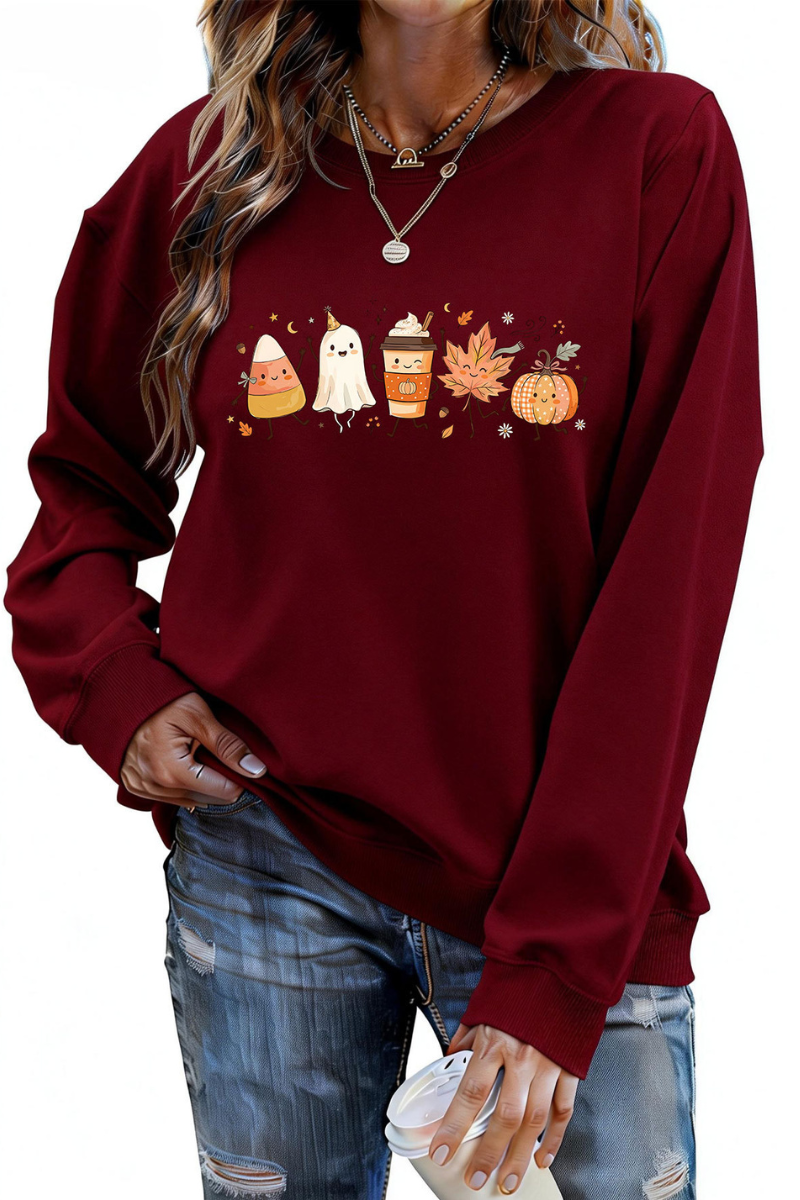 Women's Fall Halloween Graphic Soft Relaxed Sweatshirt