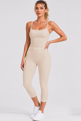 Women's U-Back Tank Top & Capri Leggings Yoga 2-Piece Sets