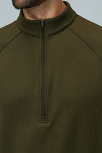 Men's Fall Half Zip Mock Neck Fleece Sports Long Sleeve Top