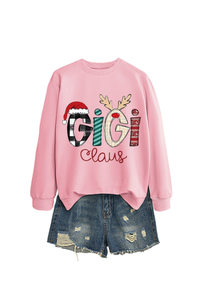 Christmas Print Crew Neck Loose Pullover Sweatshirt