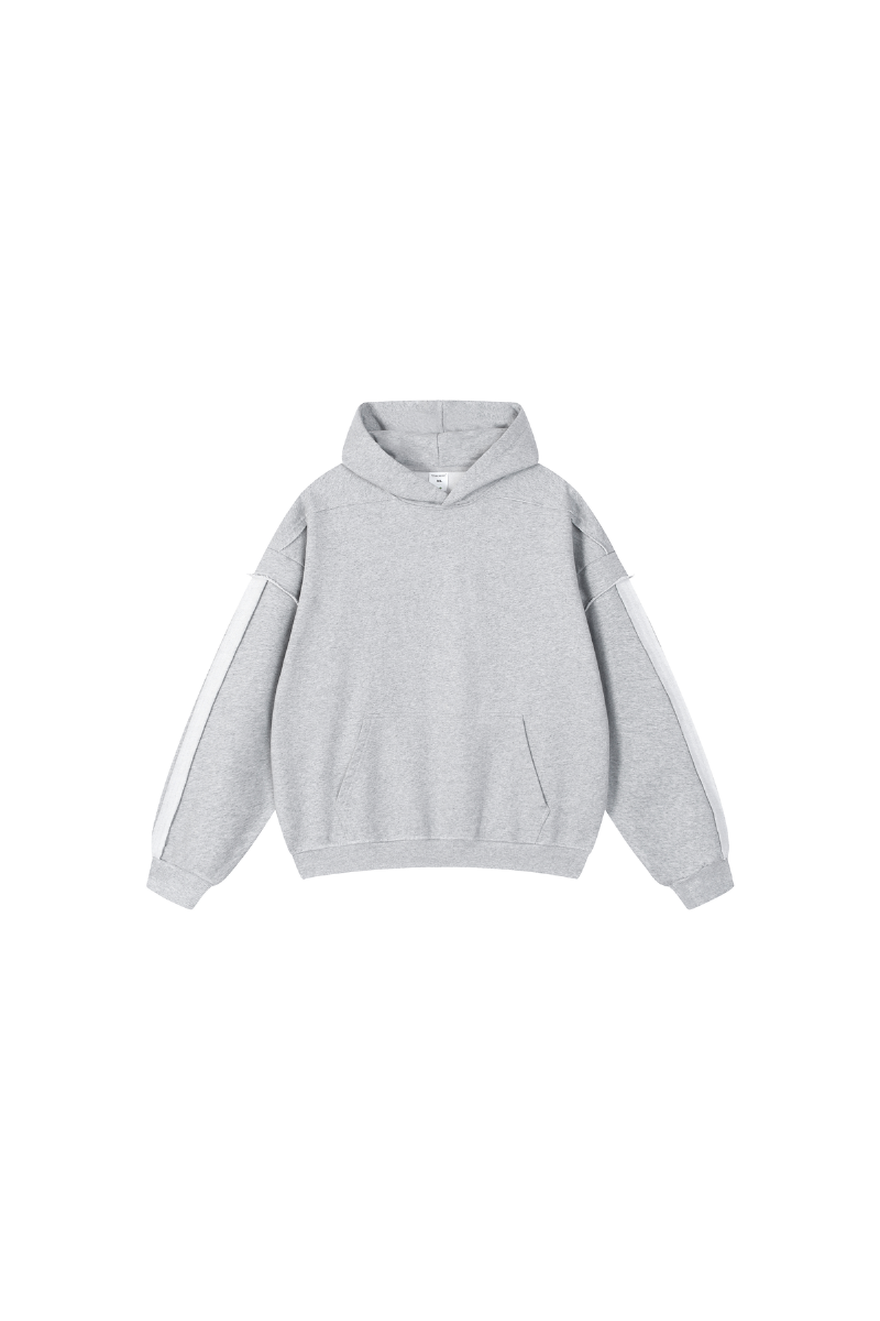 Men's Fleece Raw Edge Spliced Fake Two Piece Hoodie