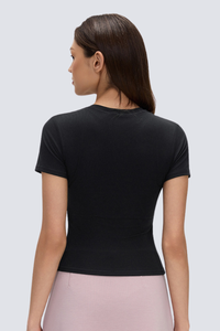 Women's Quick Dry Slim Elastic Cuff Crewneck Yoga Tee