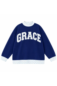Women's Fall Custom Polka Dot Embroidery Mockneck Sweatshirt