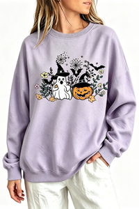 Women's Fall Halloween Witch Ghost Floral Horror Sweatshirt