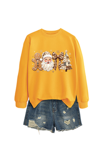 Women's Fall Christmas Santa Bow Printed Multicolor Pullover