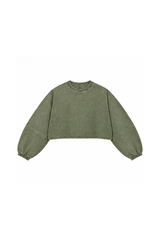 Womens Vintage Washed Cropped Crewneck Sweatshirt