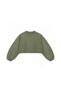 Womens Vintage Washed Cropped Crewneck Sweatshirt