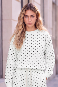 Unisex Fall Cozy Fleece Polka Dot Mockneck Sweatshirt