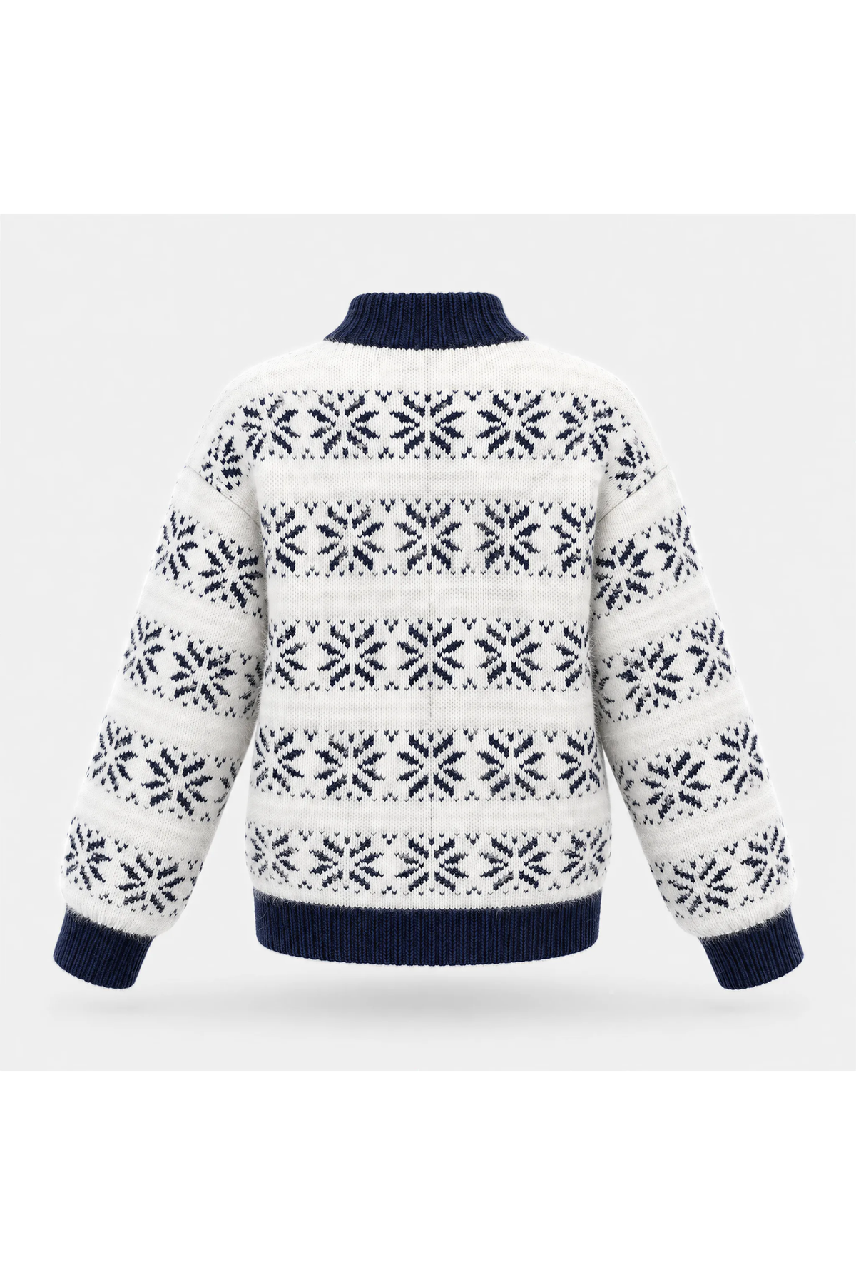 Women Christmas Snowflake Mock Neck Sweater No Cotton Lining