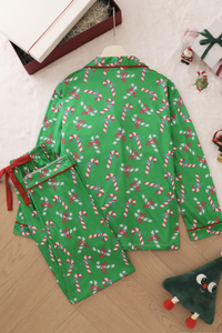 Women's Candy Cane Long Sleeves Christmas Pajama Set