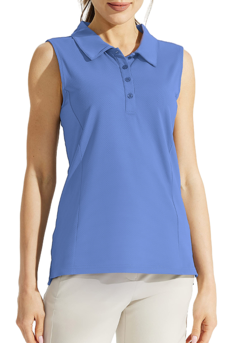 Women's Sleeveless Honeycomb Polo Golf Tennis Athletic Top