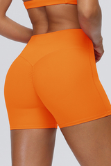 Women's No Front Seam Pleated Buttocks Lift Workout Shorts