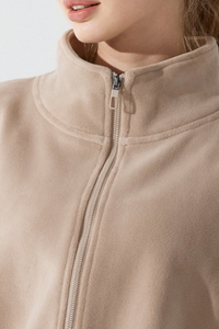 Women's Fall Cropped Drawstring Fleece Stand Collar Vest