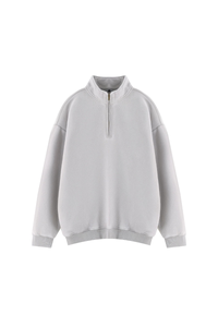 Unisex Fall Vintage Fleece Washed 1/4 Zip Mockneck Sweatshirt