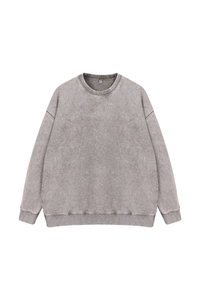 Unisex Fall Washed Vintage Drop Shoulder Relaxed Pullover