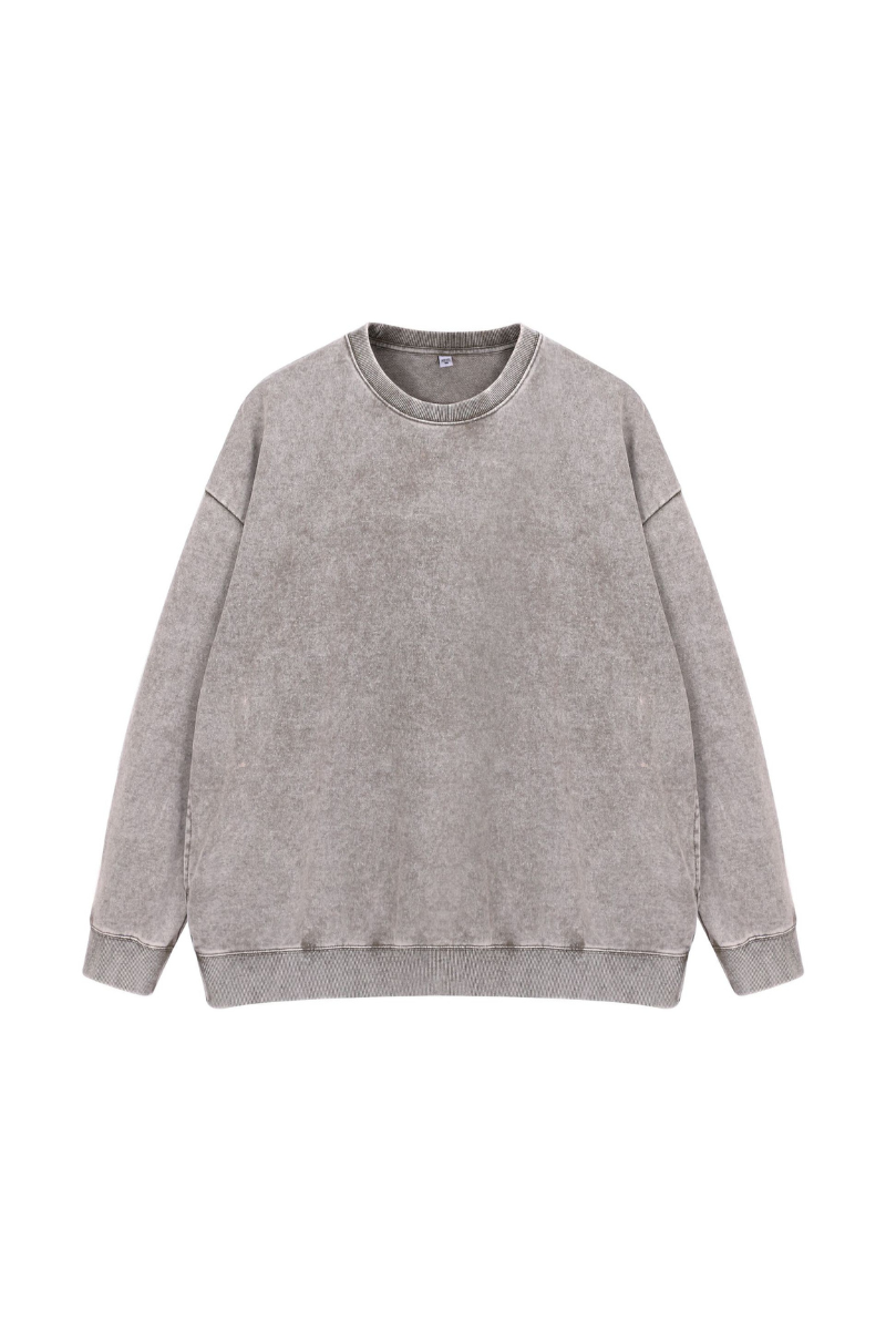 Unisex Fall Washed Vintage Drop Shoulder Relaxed Pullover