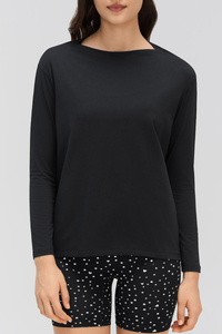 Women's Simple Boat Neck Long Sleeve T Shirt