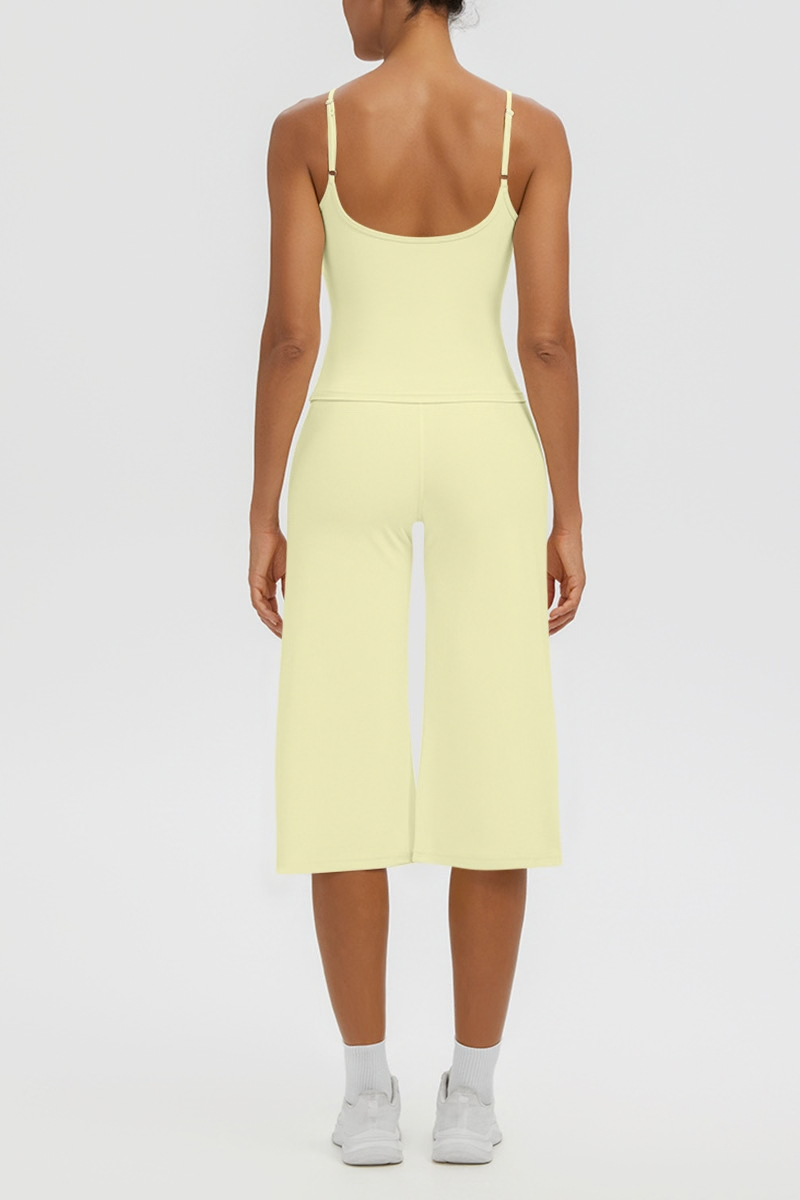 Women's Tank Top & Wide Leg Yoga Cropped Pants Set