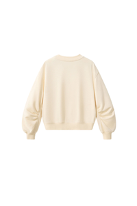 Women's Fall Boxy V Neck Drop Shoulder Rib Cuffs Sweatshirt