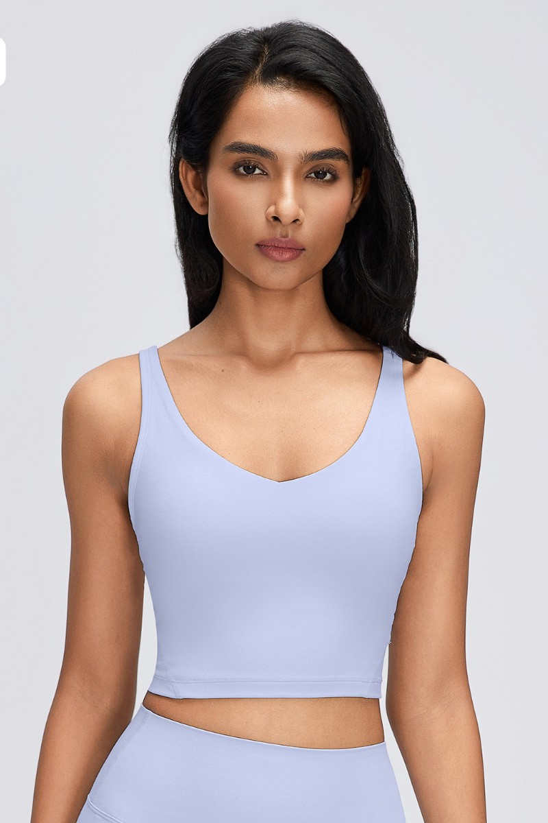 Women's Naked Feeling V Neck Padded Sports Yoga Bra