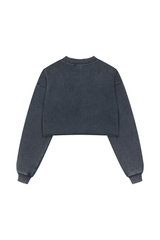 Women's Fall 100% Cotton Cropped Distressed Sweatshirt